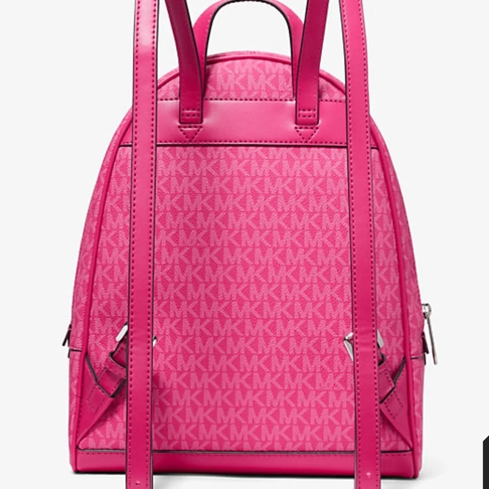 Michael Kors Rhea Medium Signature Logo Backpack Dragonfruit NWT